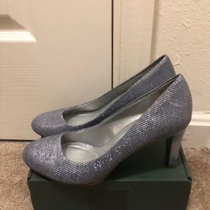 Bandolino Blue-Grey Glittery High Heel Shoes